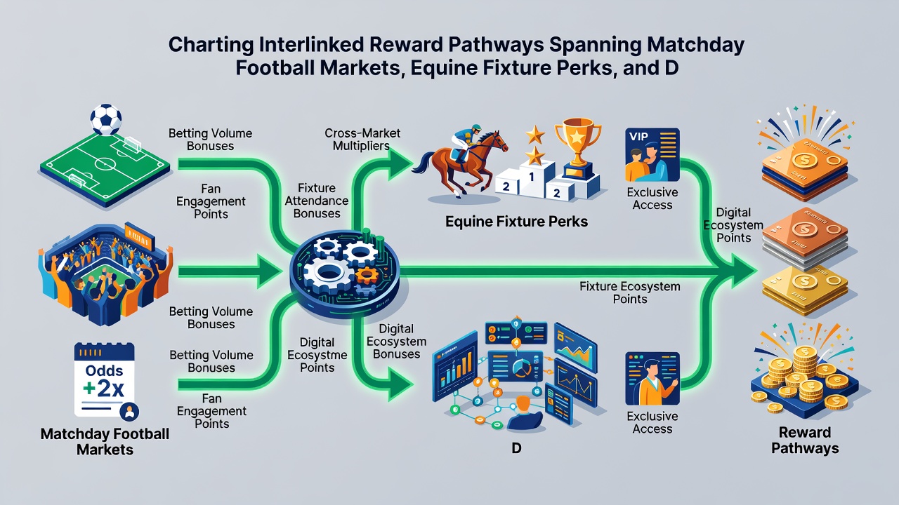 Flowchart illustrating how football and racing rewards feed into casino table game bonuses