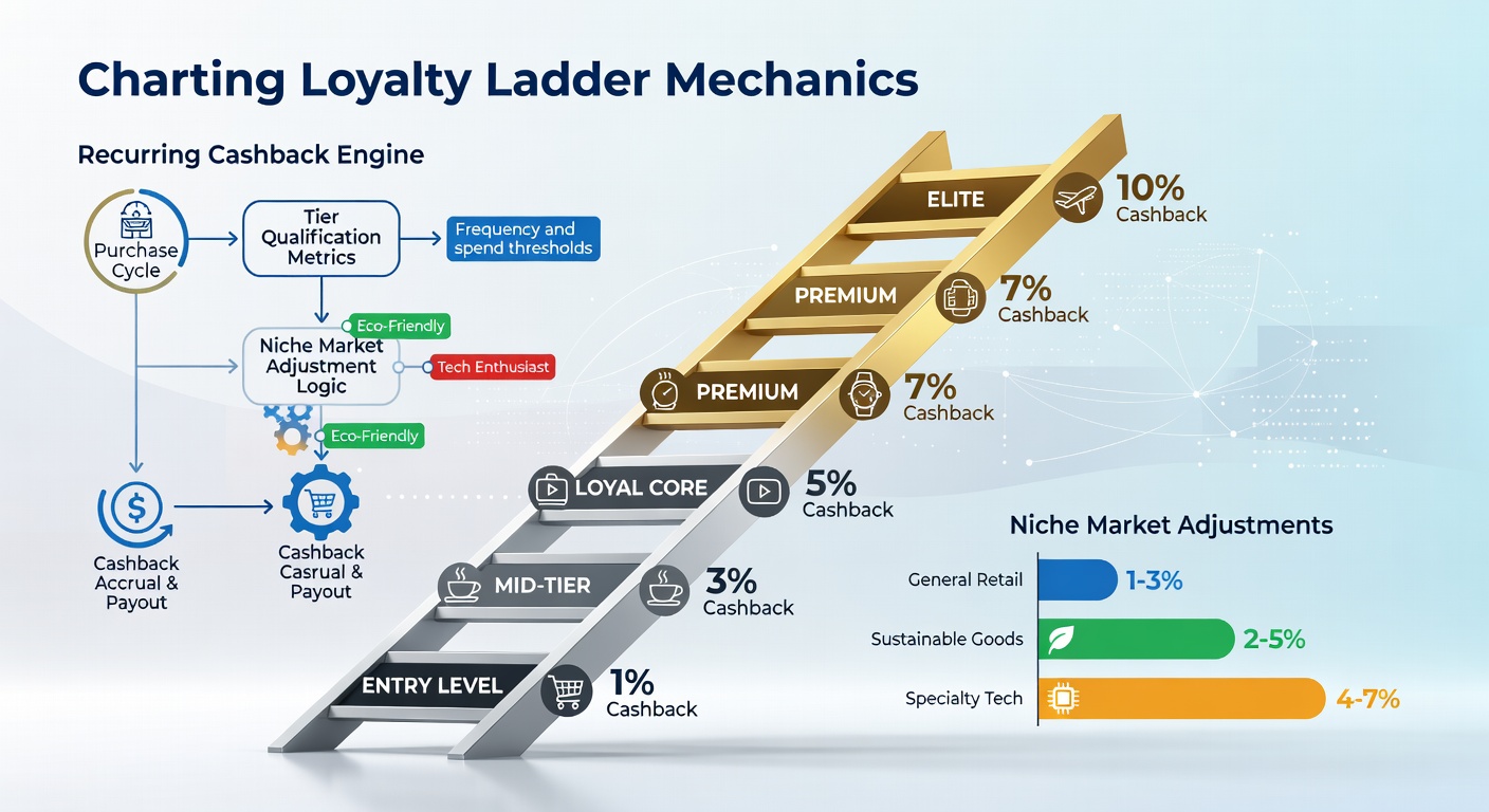 Infographic illustrating international loyalty program adjustments with cashback tiers mapped to different sports and gaming regions