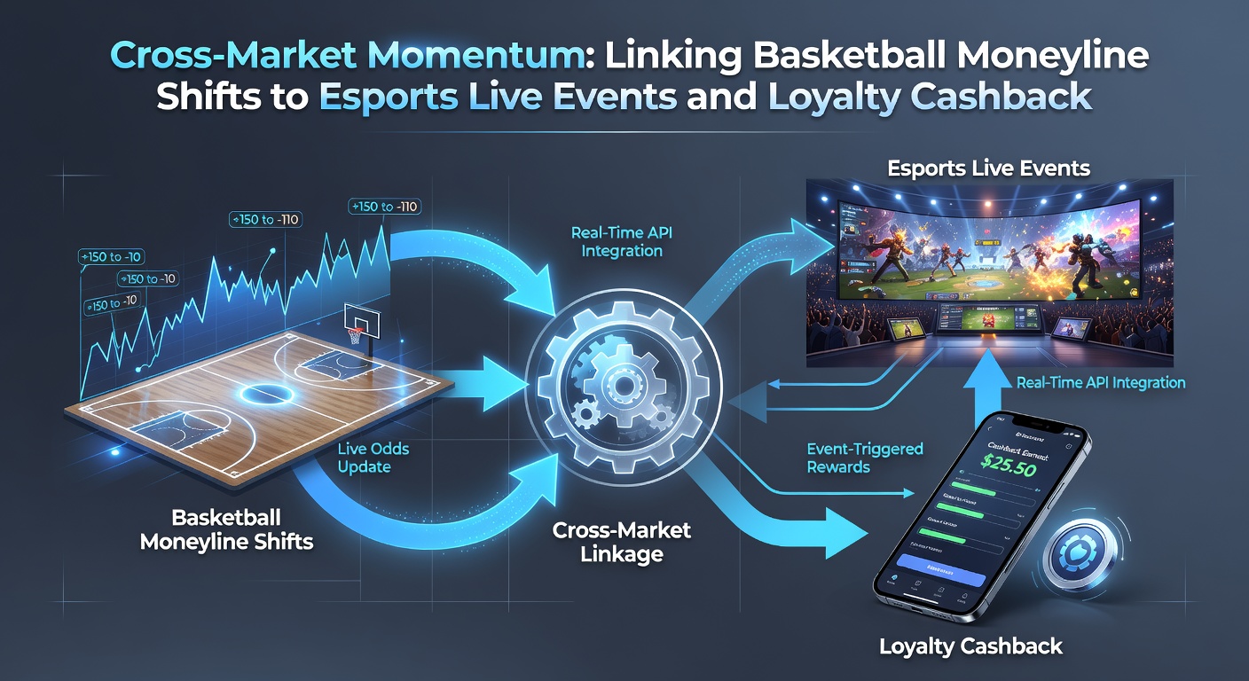 Split screen showing live esports tournament alongside basketball odds board and loyalty program dashboard
