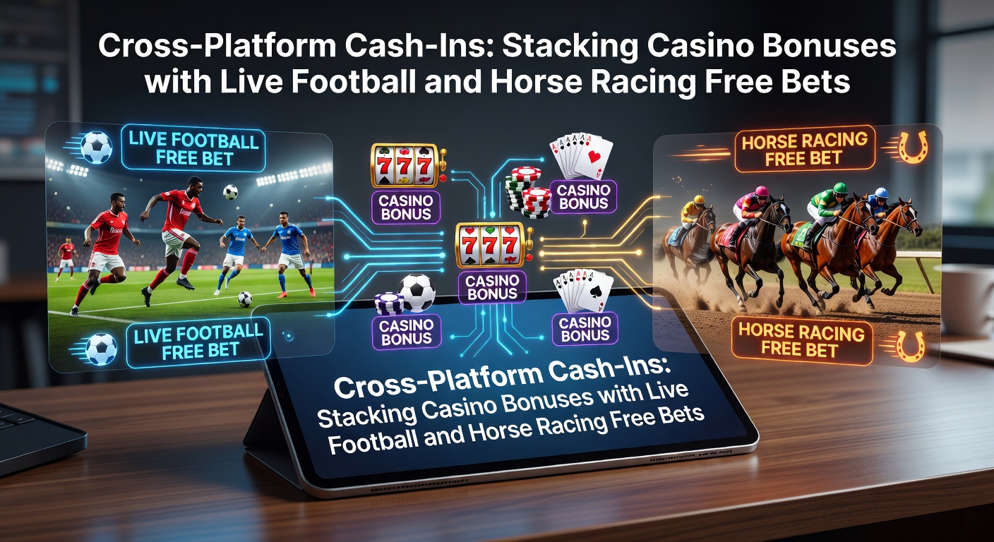 Visual representation of stacking casino chips alongside football and horse racing betting slips, illustrating cross-platform bonus strategies