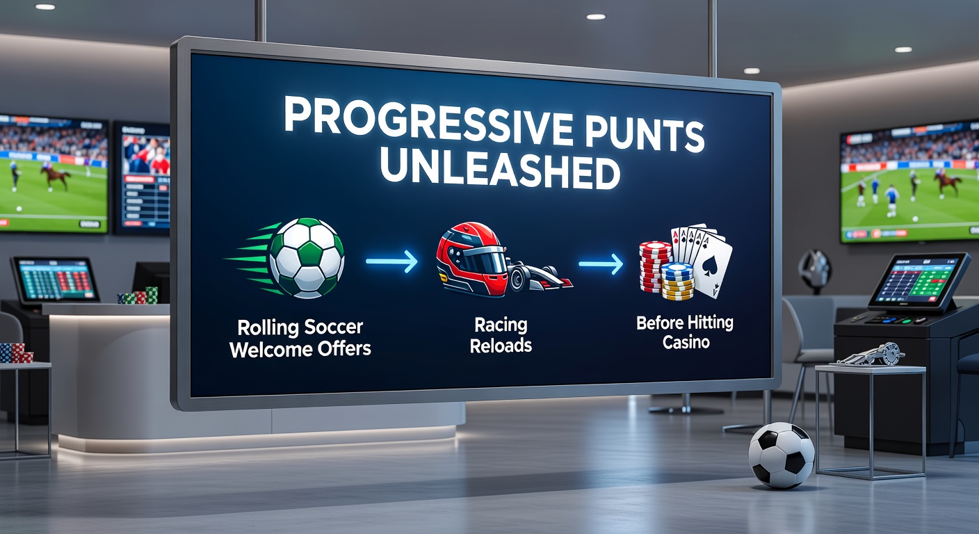 Dynamic graphic showing winnings from soccer bets transitioning to horse racing reload bonuses with arrows pointing toward casino integration