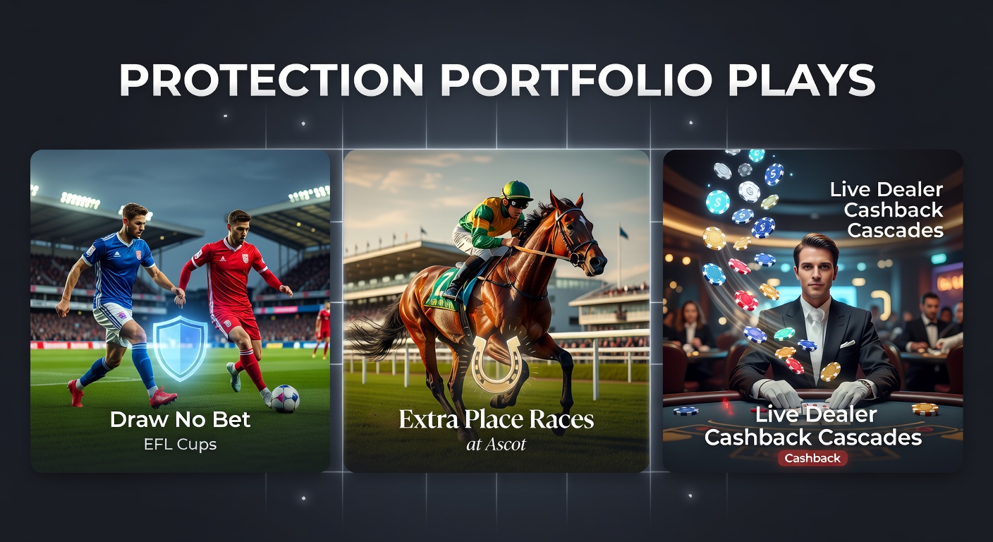 Bookmaker screens displaying Draw No Bet odds for EFL Cup fixtures alongside Ascot extra place promotions and live dealer cashback offers