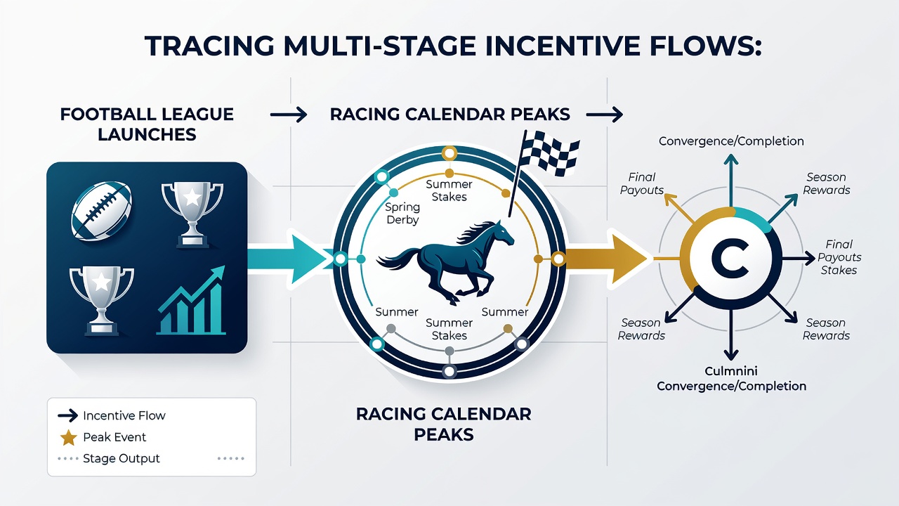Flowchart mapping racing festival incentives into ongoing casino retention rewards