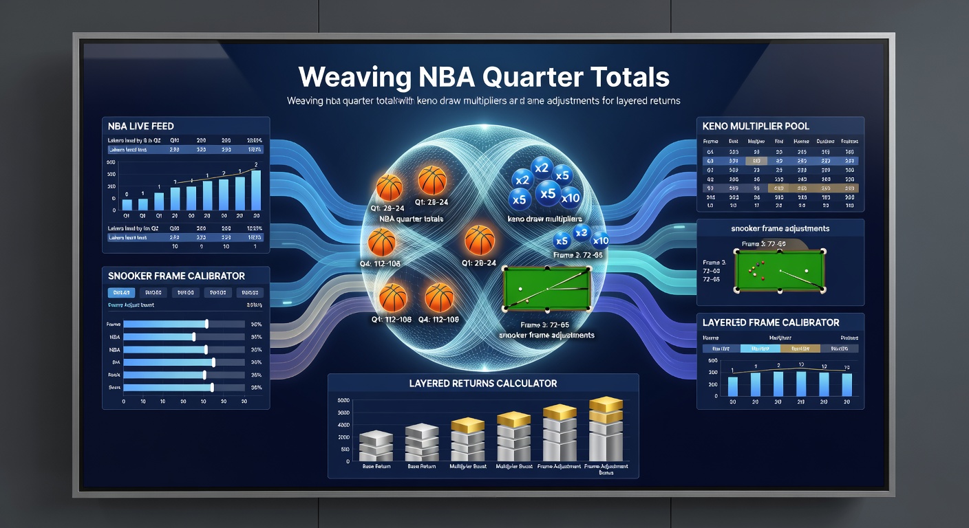 Infographic illustrating combined payout paths for NBA, keno, and snooker bets with example multiplier sequences